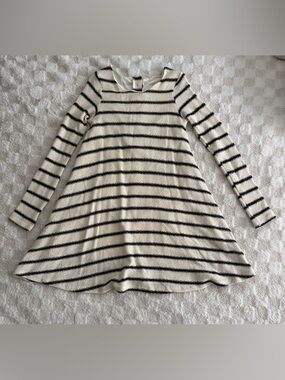 Women’s Altar’d State Cream and Black Stripe Long-Sleeve Trapeze Dress • Medium